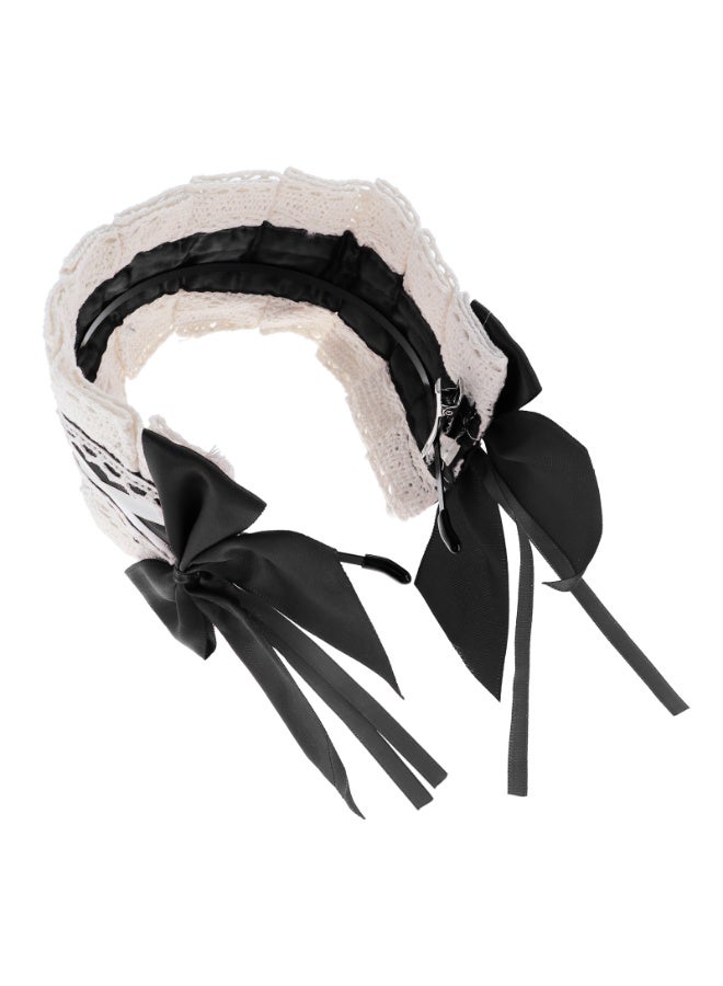 HSEAMALL Women's Lolita Headband Black Lace Maid Hairband Hair Accessories Girls Gothic Headdress for Cosplay Costume Party - Image 1