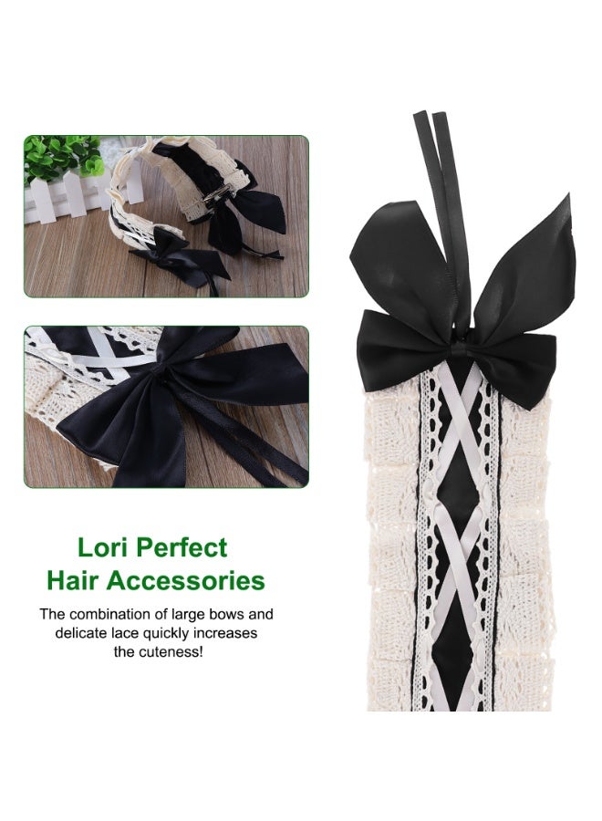 HSEAMALL Women's Lolita Headband Black Lace Maid Hairband Hair Accessories Girls Gothic Headdress for Cosplay Costume Party - Image 3