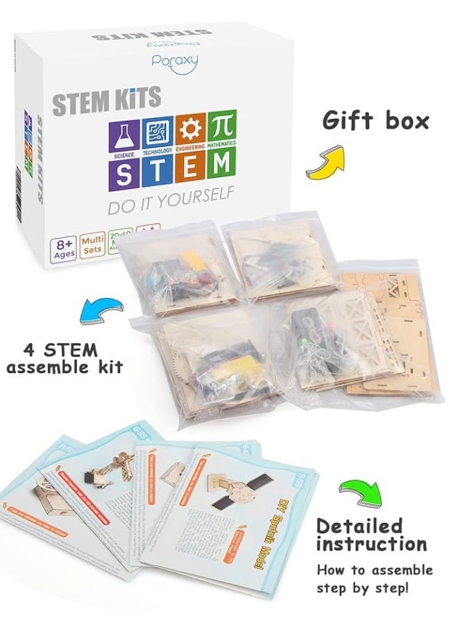 Poraxy 4 in 1 STEM Kits STEM Projects for Kids Ages 812 Assembly 3D Wooden Puzzles Building Toys Educational Science Craft Model Kit Gift for Boys and Girls 8 9 10 11 12 Years Old Marble Run - Image 5