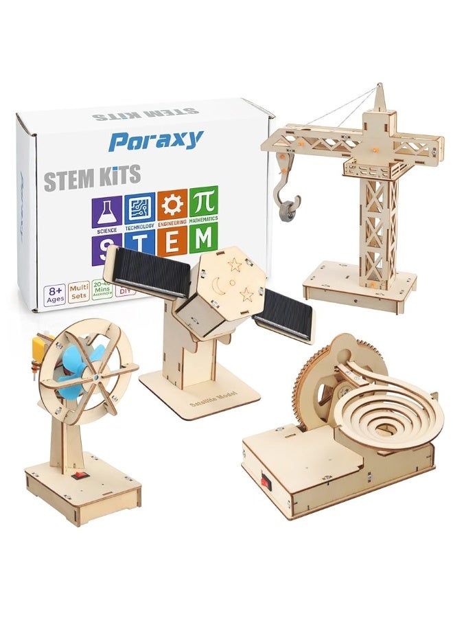 Poraxy 4 in 1 STEM Kits STEM Projects for Kids Ages 812 Assembly 3D Wooden Puzzles Building Toys Educational Science Craft Model Kit Gift for Boys and Girls 8 9 10 11 12 Years Old Marble Run - Image 3