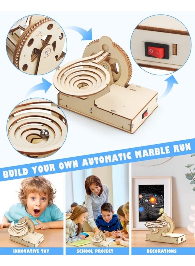 Poraxy 4 in 1 STEM Kits STEM Projects for Kids Ages 812 Assembly 3D Wooden Puzzles Building Toys Educational Science Craft Model Kit Gift for Boys and Girls 8 9 10 11 12 Years Old Marble Run - Image 2