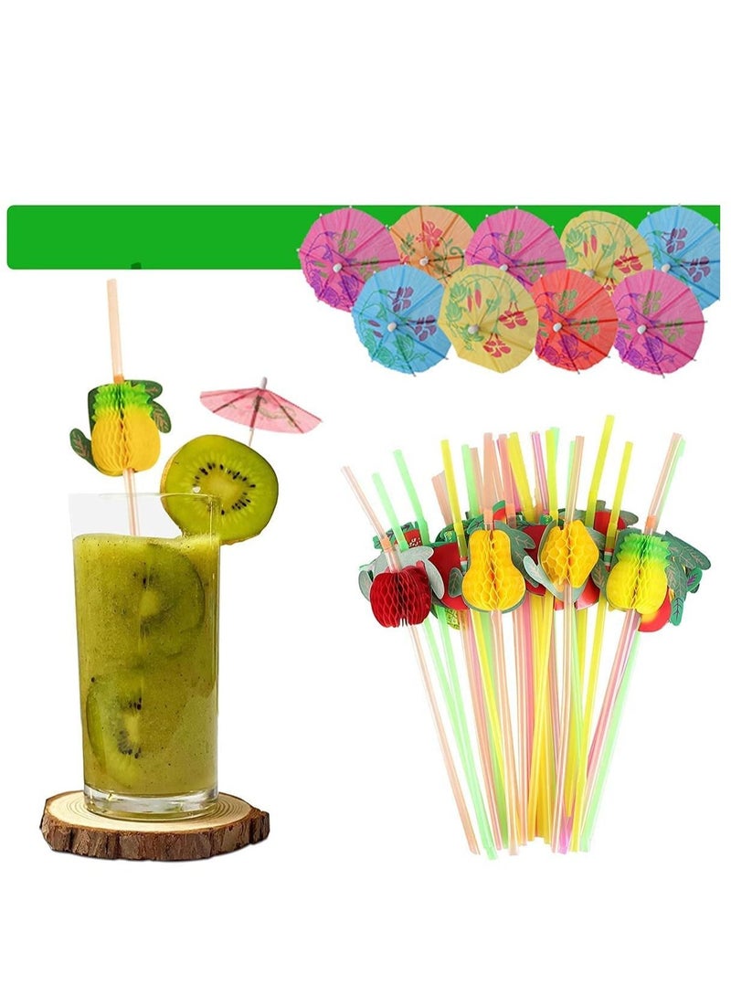 Hawaiian Tropical Party Decorations 79 Pcs Luau Grass Table Skirt Set Hawaiian Party Accessories Jungle Beach Summer Party Decors for Birthdays Wedding Kids Party  - Image 3