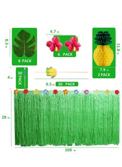 Generic Hawaiian Tropical Party Decorations 79 Pcs Luau Grass Table Skirt Set Hawaiian Party Accessories Jungle Beach Summer Party Decors for Birthdays Wedding Kids Party  - Image 2