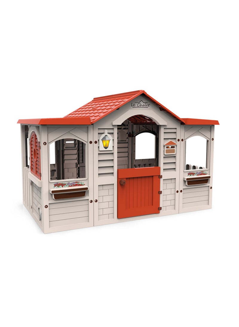Chicos Le Chalet Playhouse | Kids Indoor & Outdoor Playhouse | Rustic Cottage Design with Doors & Windows | Durable Plastic Pretend Play House | Age 2+ - Image 1