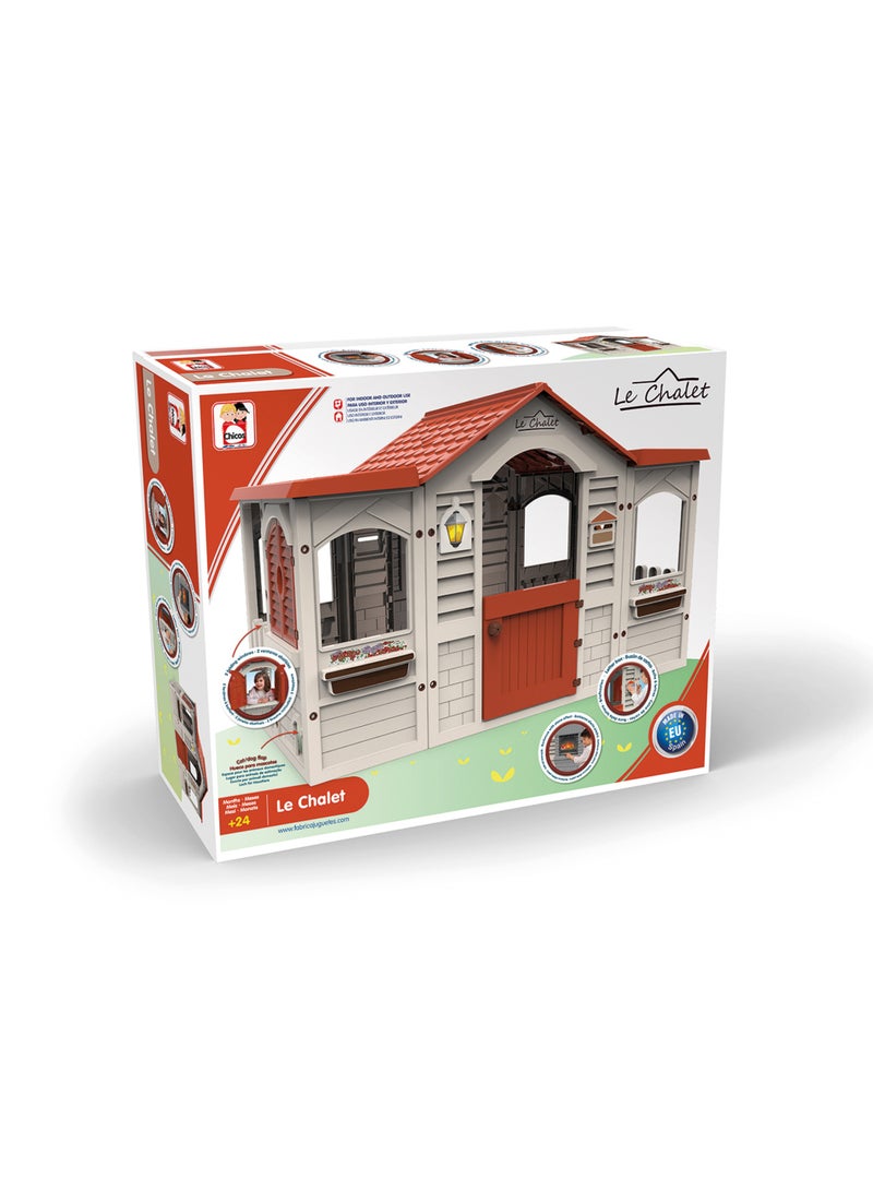 Chicos Le Chalet Playhouse | Kids Indoor & Outdoor Playhouse | Rustic Cottage Design with Doors & Windows | Durable Plastic Pretend Play House | Age 2+ - Image 4