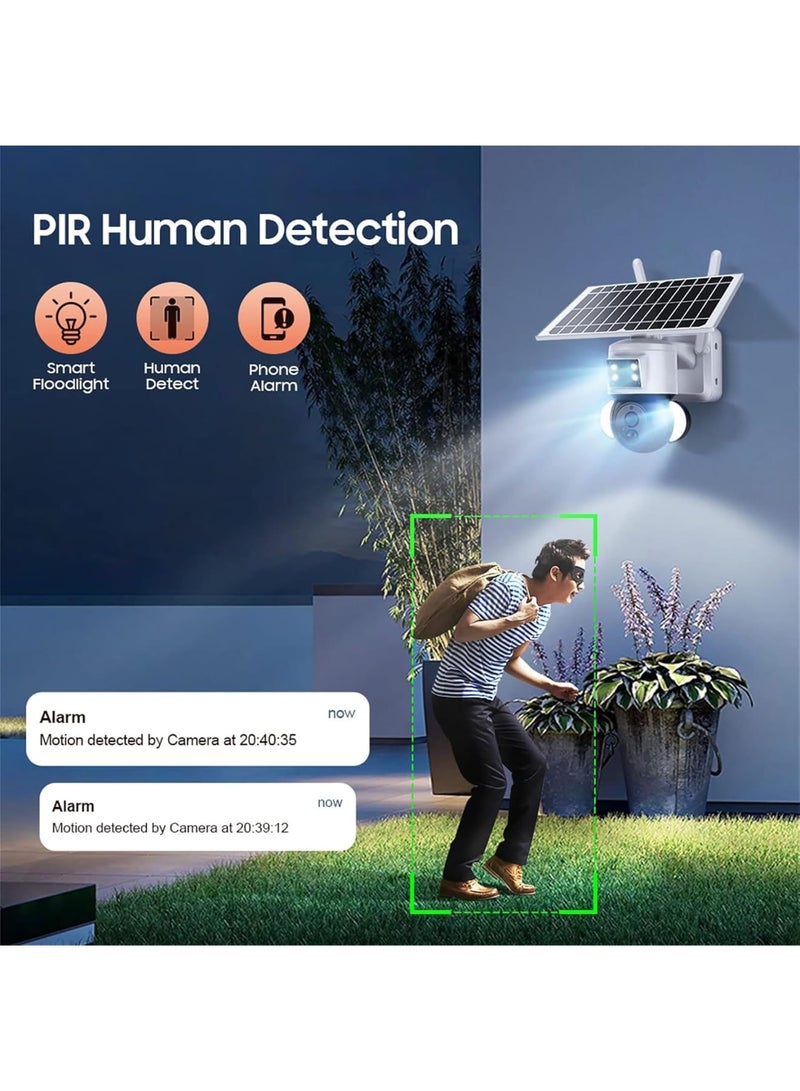 SYOSI Solar Security Cameras, 6MP FHD WiFi 360° View 15000mAh Solar Powered Cameras for Home, PIR Motion Sensor Flood Light with Siren, Two-Way Audio, Color Night Vision, UBOX Smart Life  - Image 2