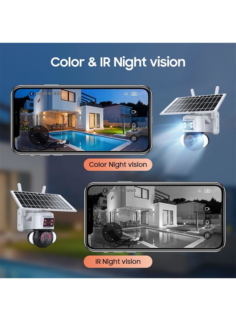 SYOSI Solar Security Cameras, 6MP FHD WiFi 360° View 15000mAh Solar Powered Cameras for Home, PIR Motion Sensor Flood Light with Siren, Two-Way Audio, Color Night Vision, UBOX Smart Life  - Image 3