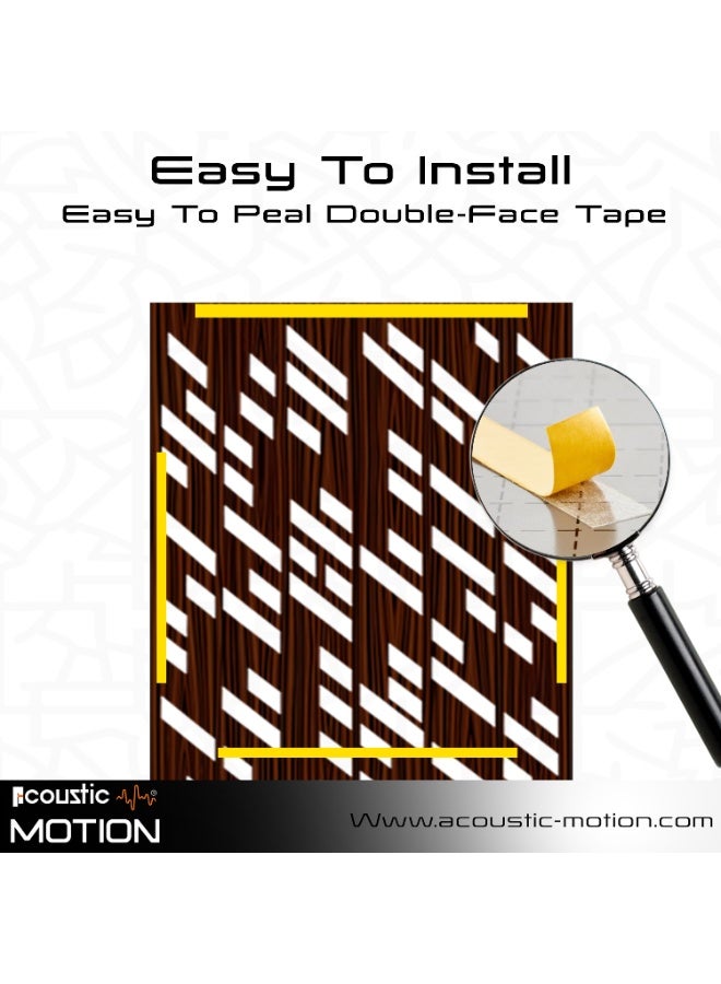 ACOUSTIC MOTION® Wooden MDF Wall Art Decor Panels, SHIFT Design with Double-Face Tape, Modern Brown Wall Hanging for Home, Living Room, Bedroom, Office & Hotel, 25×50×0.5 cm, 4-Piece Set - Image 4