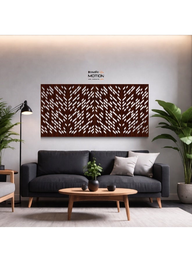 ACOUSTIC MOTION® Wooden MDF Wall Art Decor Panels, SHIFT Design with Double-Face Tape, Modern Brown Wall Hanging for Home, Living Room, Bedroom, Office & Hotel, 25×50×0.5 cm, 4-Piece Set - Image 1