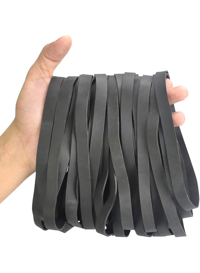 إيروريكس أشرطة مطاطية 35 قطعة كبيرة وسميكة من أشرطة المطاط المرنة شديدة التحمل لصناديق القمامة، أشرطة لف عريضة قوية ومتينة للاستخدام الصناعي والمنزلي والمكتب والمدرسة ومجلدات الملفات وصناديق القمامة باللون الأسود - Image 1