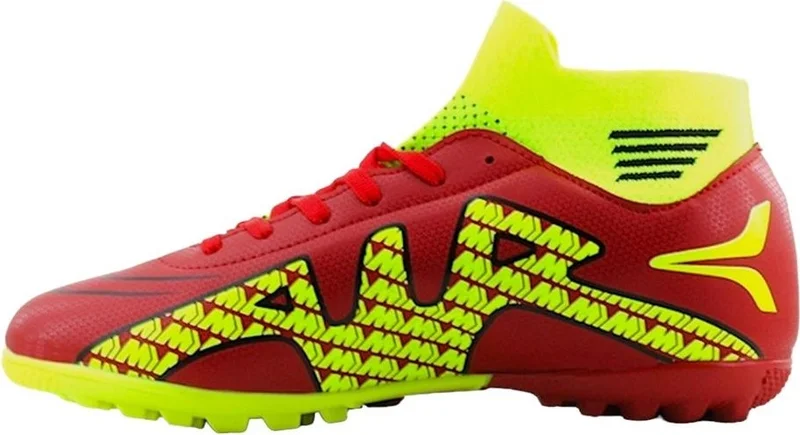 Liger Socked Ankle High Top Football Boots Red - Yellow