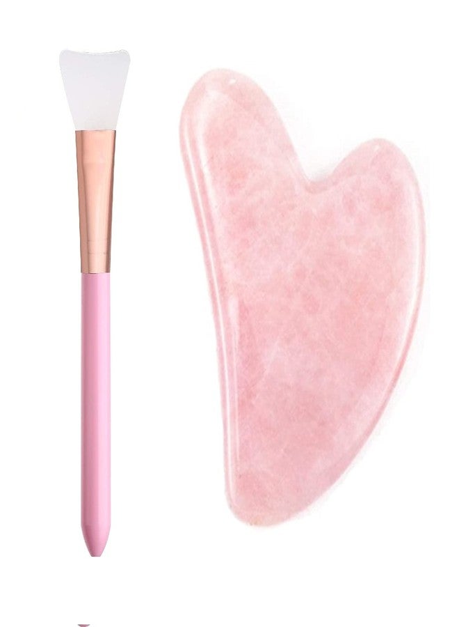 Getmecraft Rose Quartz Gua Sha Tool WITH FREE SILICON FACE MASK BRUSH - Asian Beauty Secret, for Facial Microcirculation/Removes Toxins/Prevents Wrinkles/Boost Radiance of Complexion - Image 1