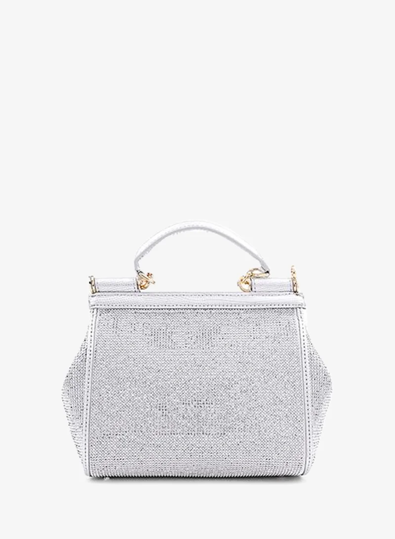 Cuple Silver Cuple Textured Zip Shoulder Bag for Women | Best Price UAE