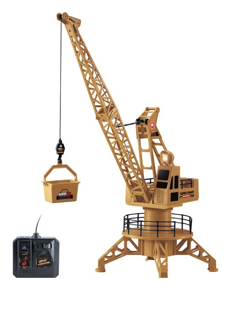 LB Remote Control Tower Crane Toy Construction Playset with 360° Rotation and Lights