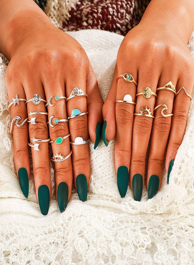 FUTIMELY 62-101Pcs Vintage Knuckle Rings Set Stackable Midi Rings for Women Bohemian Gold Silver Rings Crystal Joint Finger Rings Set(62Pcs) - Image 3