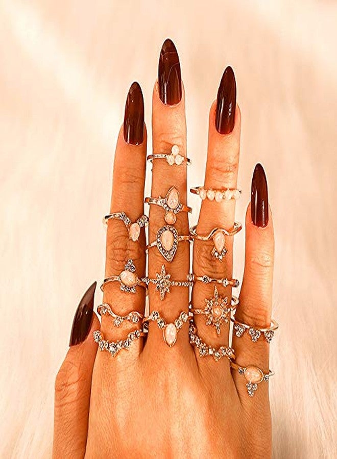 FUTIMELY 62-101Pcs Vintage Knuckle Rings Set Stackable Midi Rings for Women Bohemian Gold Silver Rings Crystal Joint Finger Rings Set(62Pcs) - Image 5