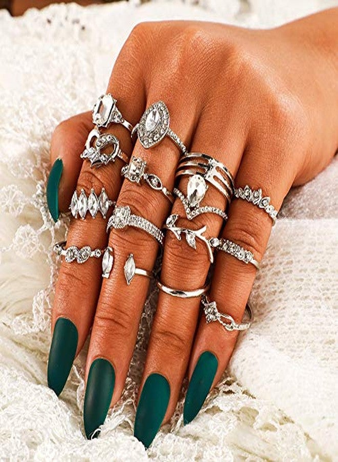 FUTIMELY 62-101Pcs Vintage Knuckle Rings Set Stackable Midi Rings for Women Bohemian Gold Silver Rings Crystal Joint Finger Rings Set(62Pcs) - Image 4