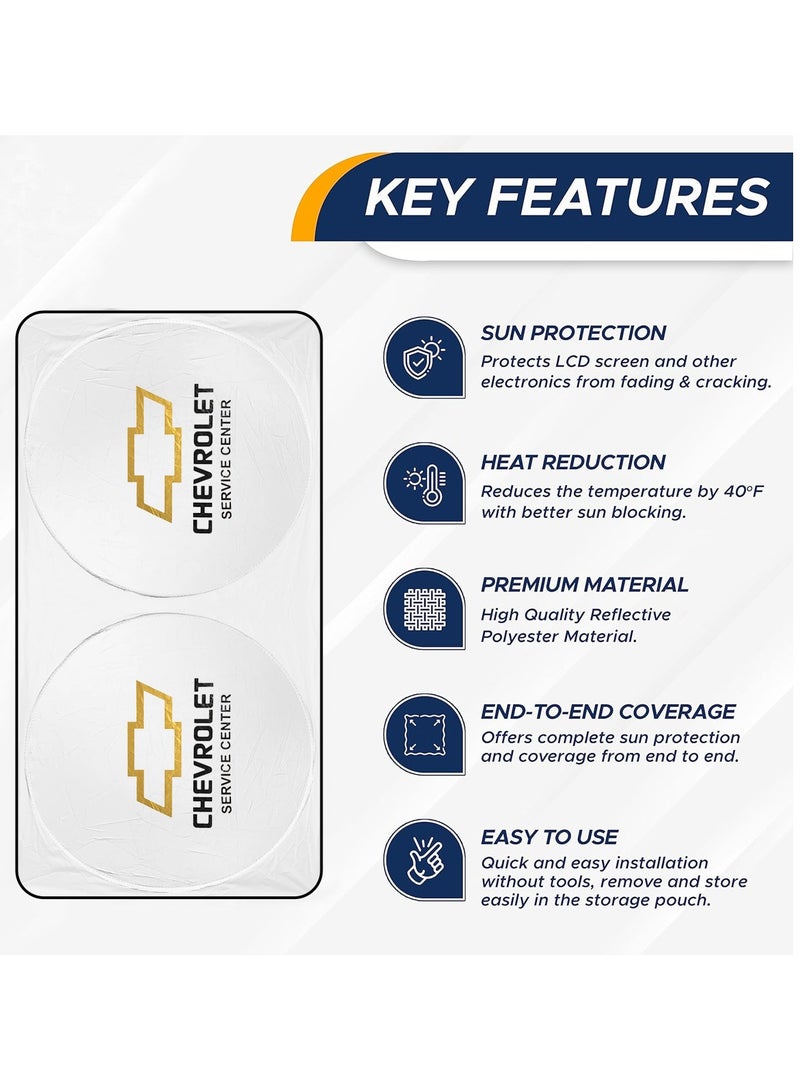 شيفروليه حماية فائقة وواقي شمسي للزجاج الأمامي للسيارة من شيفروليه يحافظ على سيارتك باردة ويحميها من الأشعة فوق البنفسجية الضارة - Image 3