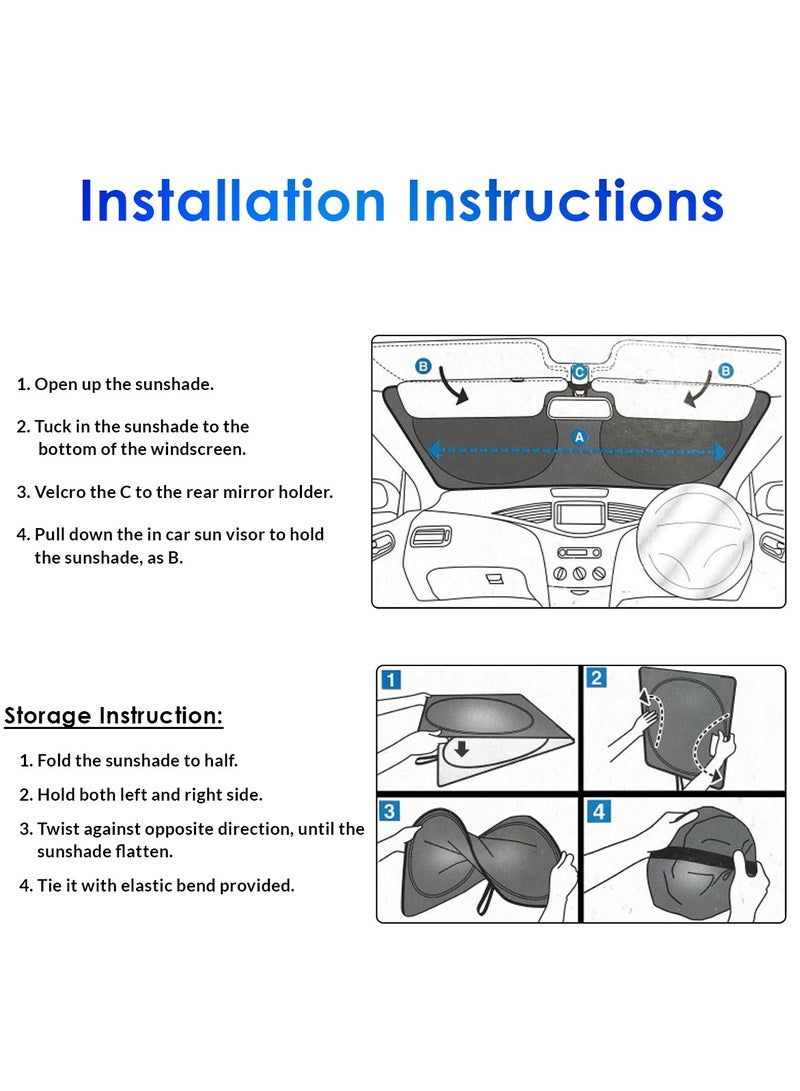 شيفروليه حماية فائقة وواقي شمسي للزجاج الأمامي للسيارة من شيفروليه يحافظ على سيارتك باردة ويحميها من الأشعة فوق البنفسجية الضارة - Image 5