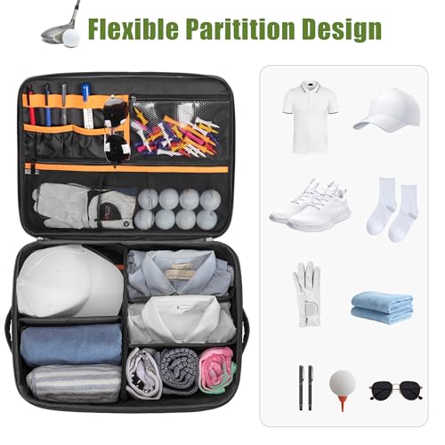 PGmoon 2 Layer Golf Trunk Organizer, Golf Car Storage Organizer with Individual Ventilated Compartment for 2 Pairs Shoes, Golf Car Locker for Balls, Clothes, Tees, Gloves, Accessories - Image 2
