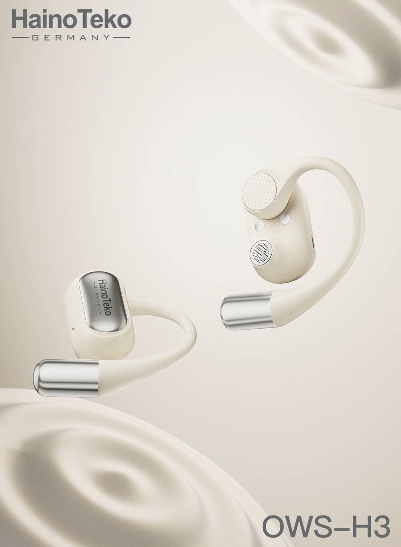 Haino Teko HT-OWSH3 OpenFit Bluetooth Earphones With High Quality Sound Super Clear Mic and Touch Controls White - Image 2