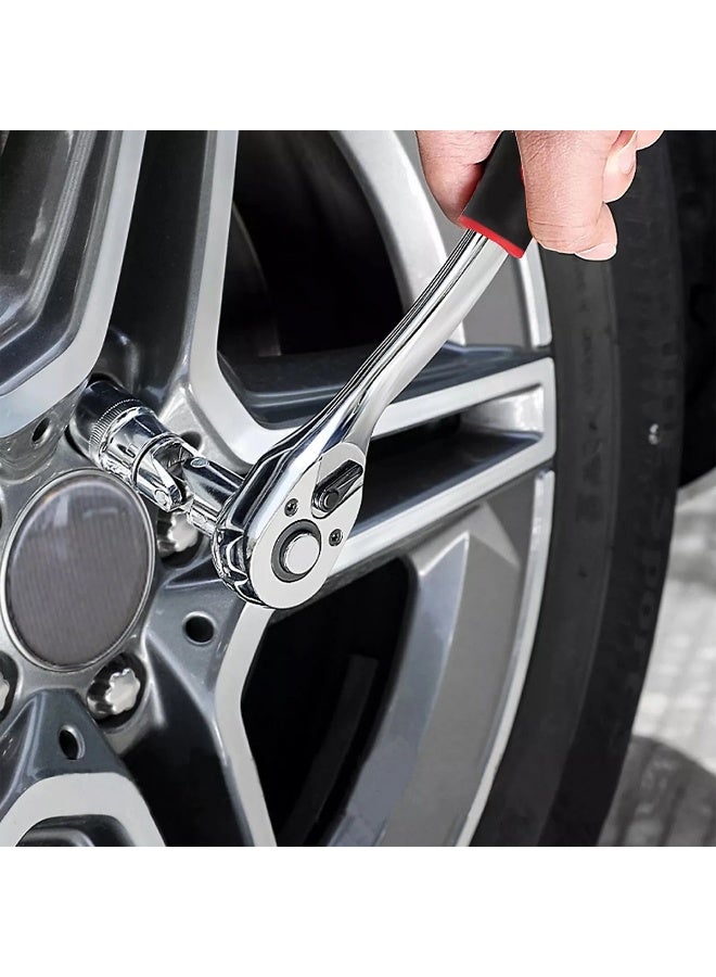 H-0017 I-M 27Pcs 1/4 inch Drive Ratchet Socket and Bit Set - Premium Chrome Vanadium CR-V Steel Multi-Purpose Hand Tool Kit for Home and Auto Repair - Metric 4mm-14mm Sockets, Phillips, Flat, Torx, Hex Bits. - Image 5