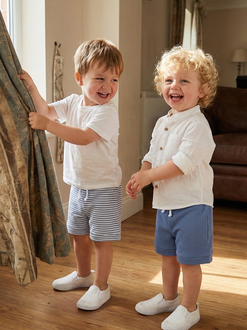 Baby Boys Shorts, Elastic Waist Solid/Stripes Casual Short Summer Bottoms for Daily - Image 5