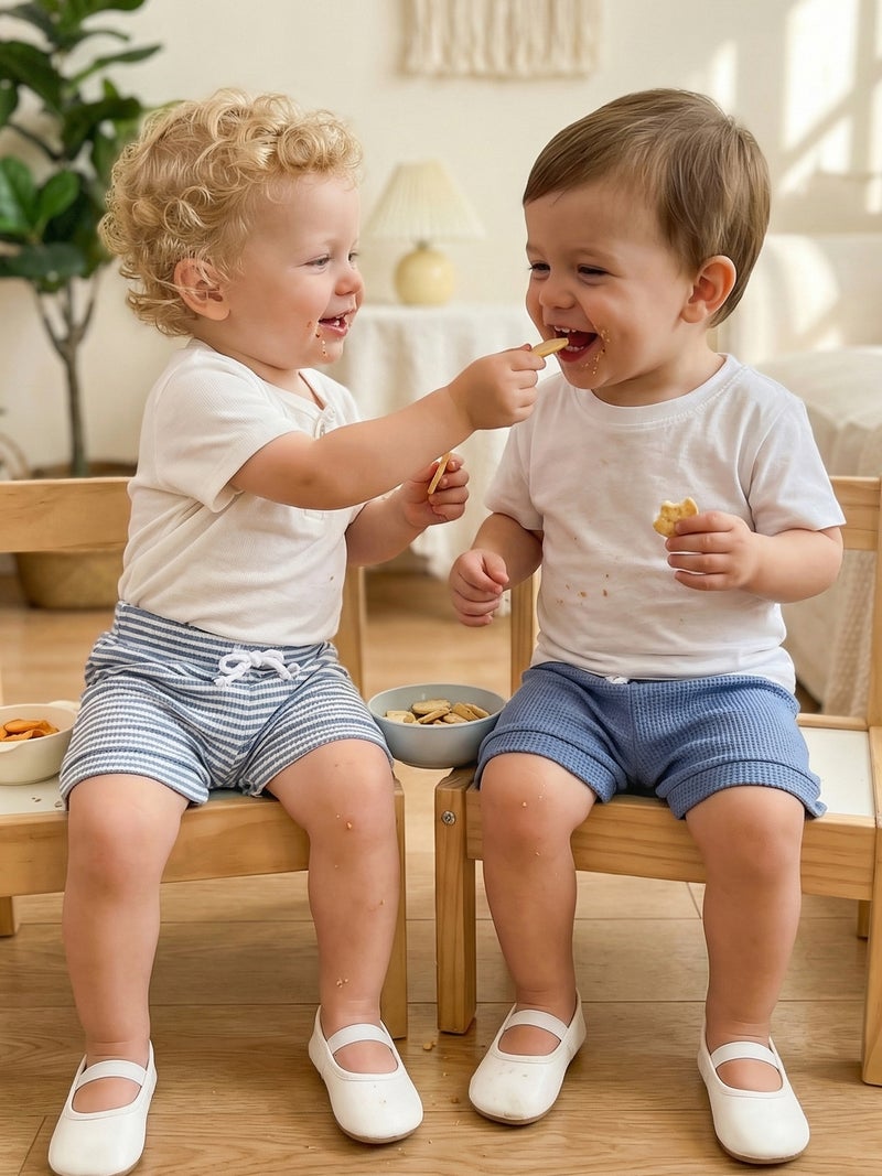 Baby Boys Shorts, Elastic Waist Solid/Stripes Casual Short Summer Bottoms for Daily - Image 4