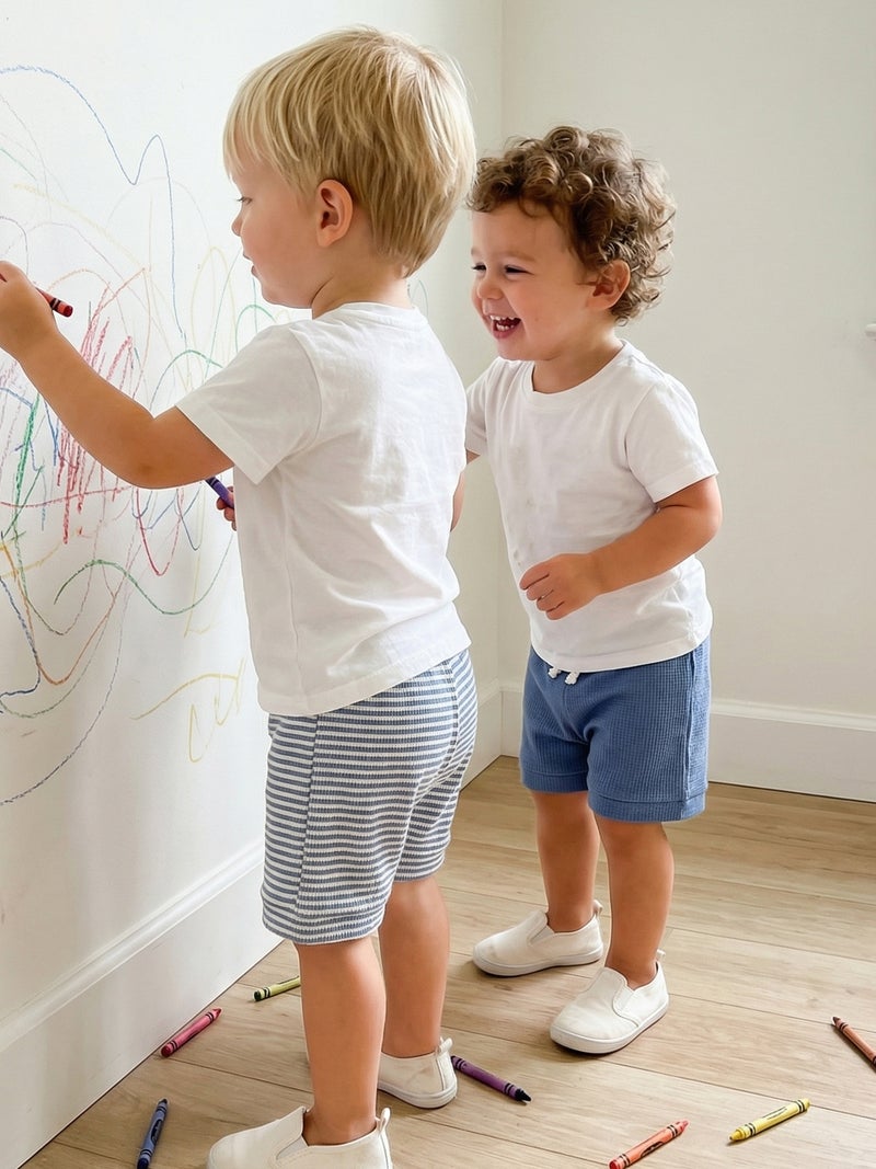 Baby Boys Shorts, Elastic Waist Solid/Stripes Casual Short Summer Bottoms for Daily - Image 3