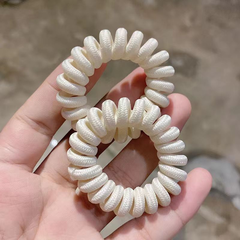Generic Korean Fabric Hair Tie No Crease Coil A white cloth telephone line Hair ring