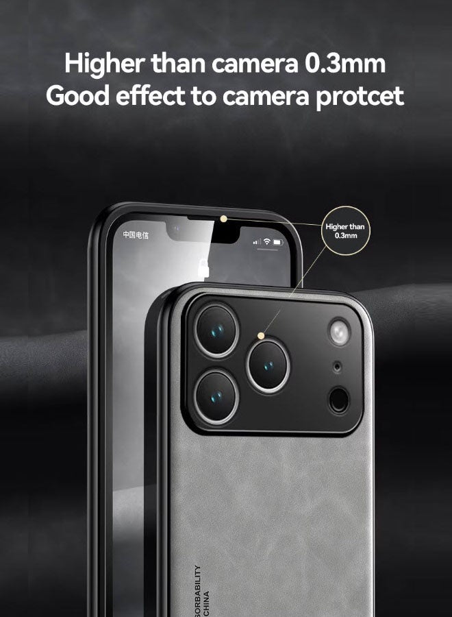 IPhone 17 Pro Max Luxury Leather Protective Case - Grey - Image 3