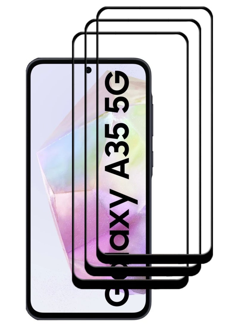 ACLIX 3 Pieces Tempered Glass Screen Protector Antistatic ESD Dustproof Premium Quality High Definition Designed For Samsung Galaxy A35 - Image 1