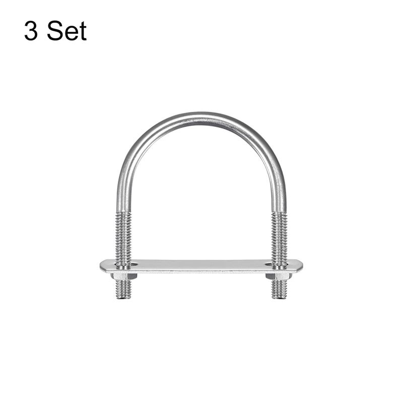 Bolt，U Clamp Pipe clamp,Round U-Bolts, 2 Sets M8 304 Stainless Steel U Clamp Bolt with Nuts and Plates, for Boat Trailer(M8*60 * 87) - Image 3