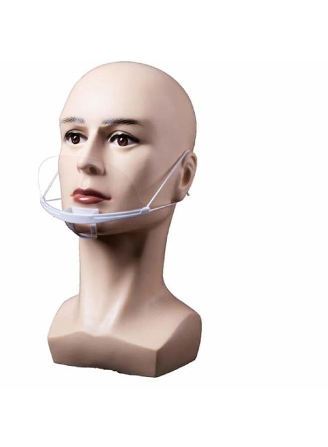 Reusable Plastic Clear Mask 10PCS Professional Transparent Sanitary Cover Anti-Fog Face Shield Nose Mouth Cover Open Face Guard for Restaurants, Food Truck, Hotels, Mall, Beauty salons, Barber Shops
