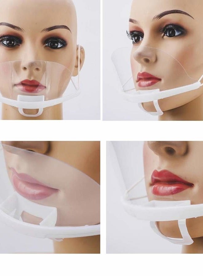 Reusable Plastic Clear Mask 10PCS Professional Transparent Sanitary Cover Anti-Fog Face Shield Nose Mouth Cover Open Face Guard for Restaurants, Food Truck, Hotels, Mall, Beauty salons, Barber Shops