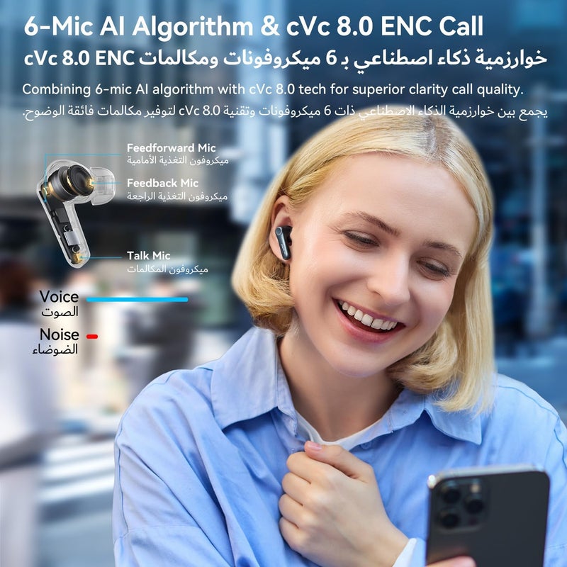 إيرفن EarFun Air Pro 4 سماعات لاسلكية مع إلغاء الضوضاء التكيفي الهجين، بلوتوث، جائزة VGP Goal 2024، صوت كوالكوم سنابدراجون، aptX™ بدون فقدان، 6 ميكروفونات مع AI CVC للمكالمات، صوت عالي الدقة LDAC، وقت تشغيل 52 ساعة، بلوتوث 5.4 - Image 5