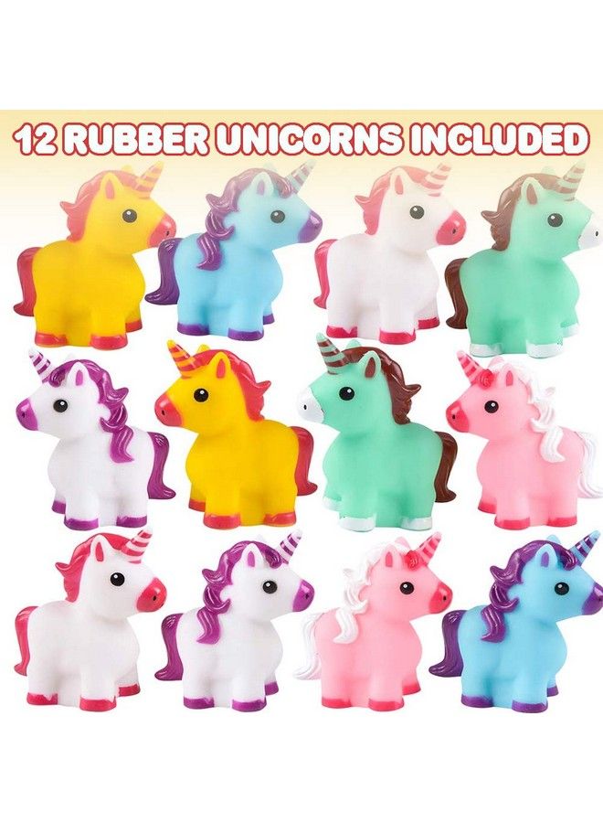 ArtCreativity Unicorn Rubber Toys For Kids Pack Of 12 Unicorn Birthday Party Favors And Supplies 2 Inch Floating Bath And Pool Water Toys For Girls Cute Goodie Bag Fillers Assorted Colors - Image 3