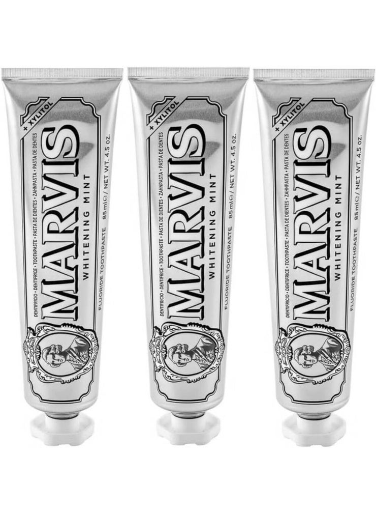 Marvis معجون أسنان مبيض بالنعناع 85 مل × 3 تبييض لطيف مع زيلتول
