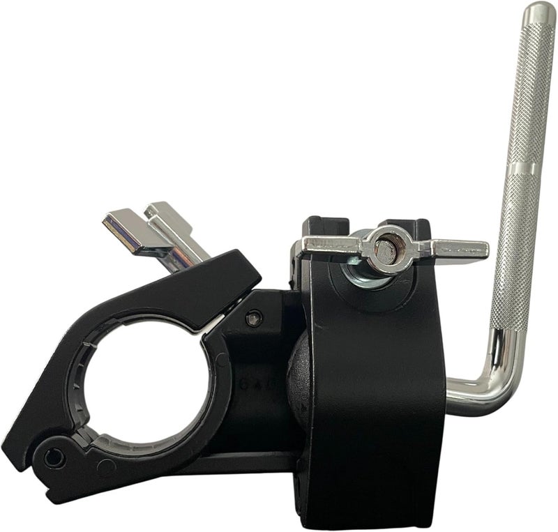 ROSS Drumheads ROSS Percussion Drum Rack Clamp 1.5″ Multi-Purpose Adjustable Cowbell & Accessory Mount with 10.5 mm Rotating L-Rod & Ball Joint – Heavy-Duty Drum Hardware for Tambourine, Jam Block, e-Drum Pad - Image 1