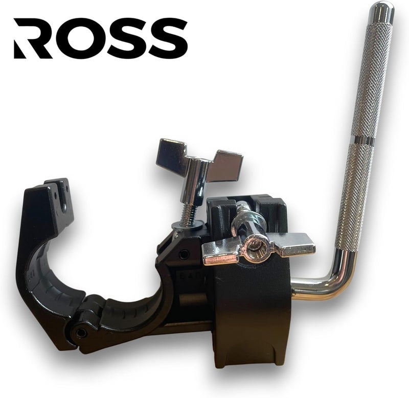ROSS Drumheads ROSS Percussion Drum Rack Clamp 1.5″ Multi-Purpose Adjustable Cowbell & Accessory Mount with 10.5 mm Rotating L-Rod & Ball Joint – Heavy-Duty Drum Hardware for Tambourine, Jam Block, e-Drum Pad - Image 2