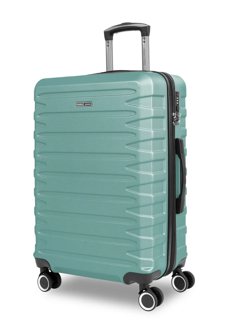 PARAJOHN AeroShield Lightweight ABS Hard Side 8 Wheels Spinner Luggage checked in Trolley Bag with Lock 24 Inch - Jungle Green