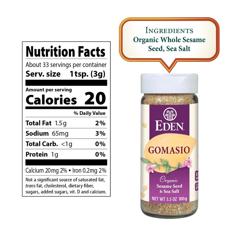 Eden Organic Gomasio, Sesame Seeds and Sea Salt, Umami, Traditional, Furikake, Seasoning, Macrobiotic, 3.5 oz (2-Pack) - Image 2