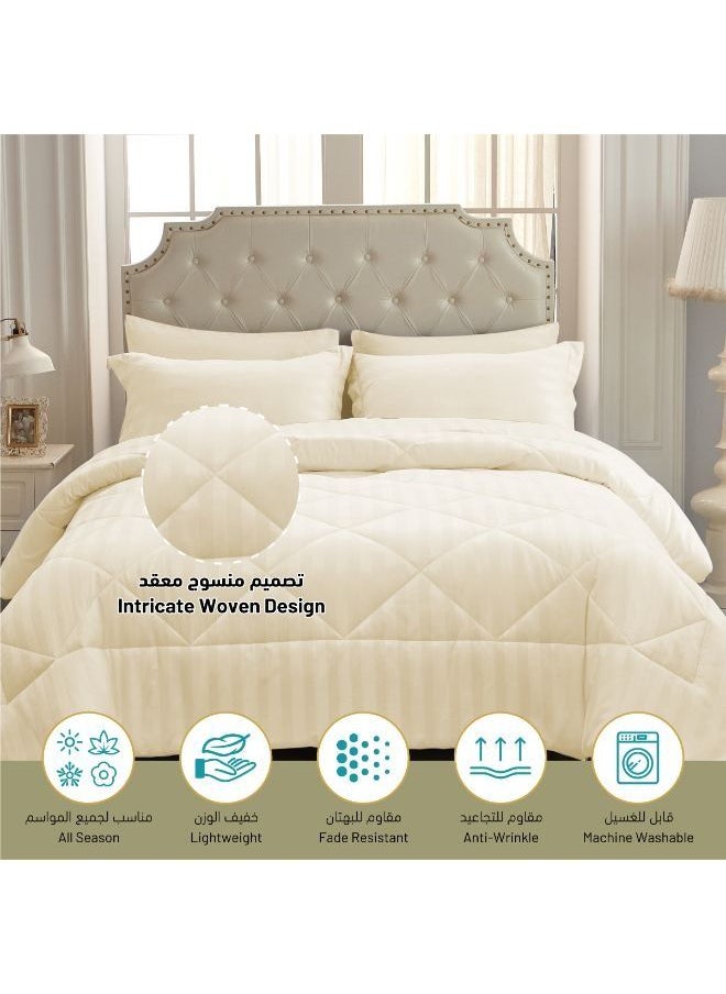 Donetella Hotel Style Super Saver Package 6 Pcs Comforter Set Cream +Mattress Topper + 4 Pillows King  - Image 3