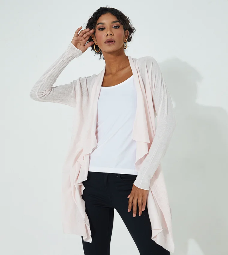 BEVERLY HILLS POLO CLUB Beverly Hills Polo Club Textured Front Open Long Sleeves Cardigan