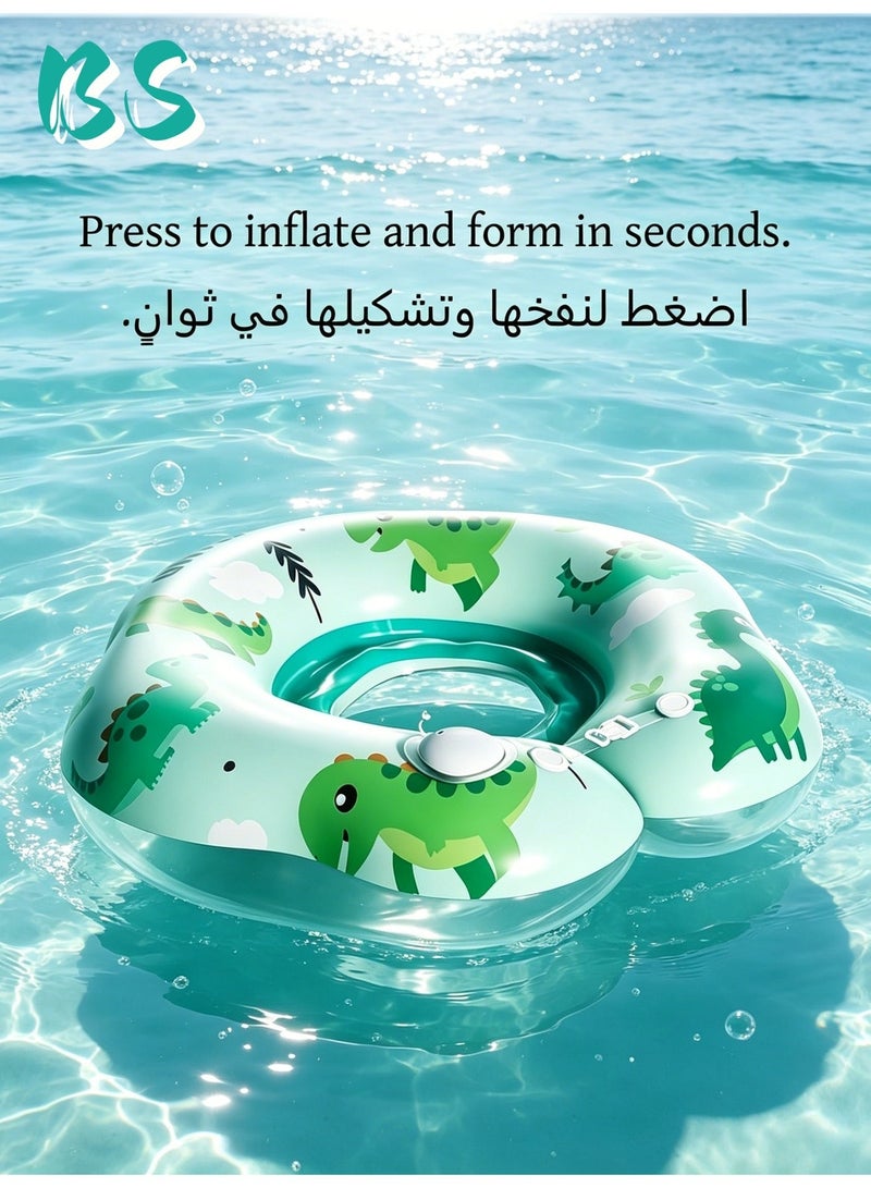 بي إس حلقة سباحة ذاتية النفخ لرقبة الأطفال | طوق عوم للرضع | أداة أمان مضادة للاختناق للعب في الماء | حلقة استحمام متخصصة لحديثي الولادة | آلية نفخ يدوية بالضغط | سهلة الحمل والتخزين | مصنوعة من مادة PVC شديدة السماكة - Image 5