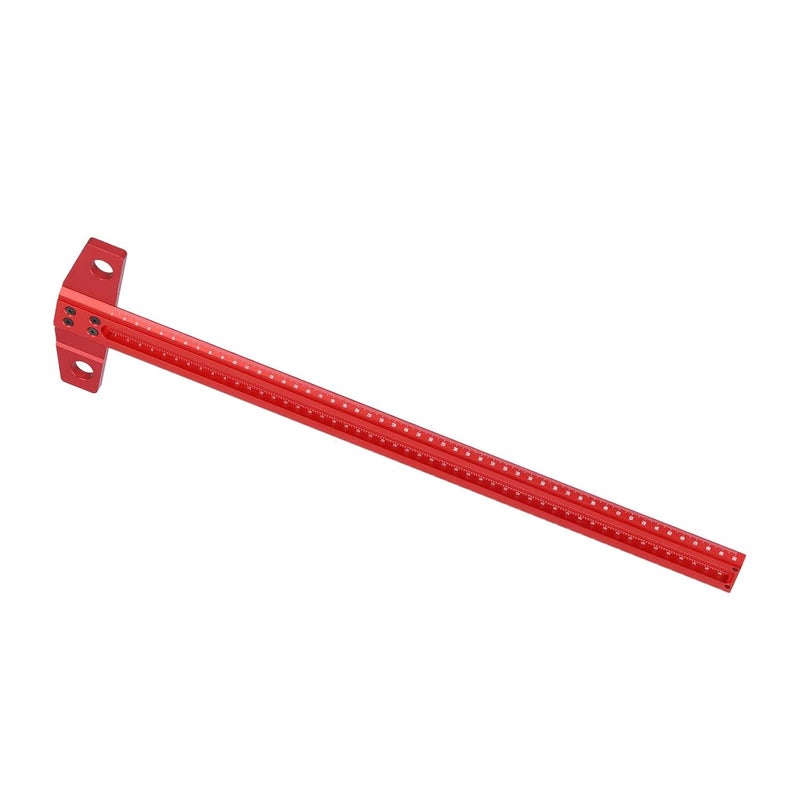 LiebeWH T Ruler T Type Square Ruler Aluminum Alloy Right Angle Scribe Marking Gauge for Woodworking Glass with 1mm Accuracy Scales Clear Red Anodized (500mm) - Image 3