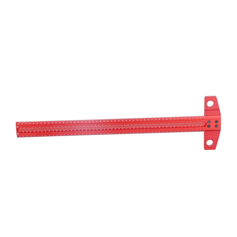 LiebeWH T Ruler T Type Square Ruler Aluminum Alloy Right Angle Scribe Marking Gauge for Woodworking Glass with 1mm Accuracy Scales Clear Red Anodized (500mm) - Image 2