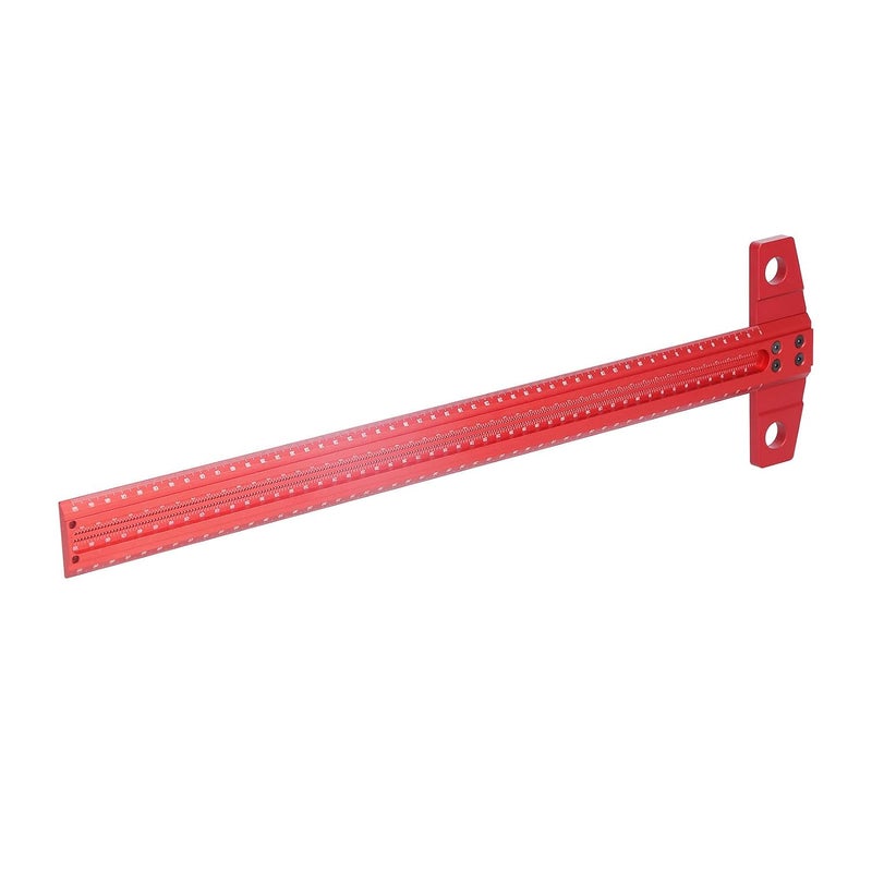 LiebeWH T Ruler T Type Square Ruler Aluminum Alloy Right Angle Scribe Marking Gauge for Woodworking Glass with 1mm Accuracy Scales Clear Red Anodized (500mm) - Image 5