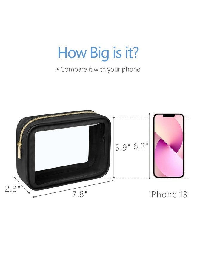 Packism Tsa Approved Toiletry Bag - 3 Pack Upgrade Color-Edged Clear Makeup Bag, Clear Toiletry Bag For Traveling Fits Various Storage Needs, Black/Pink/Turquoise - Image 3