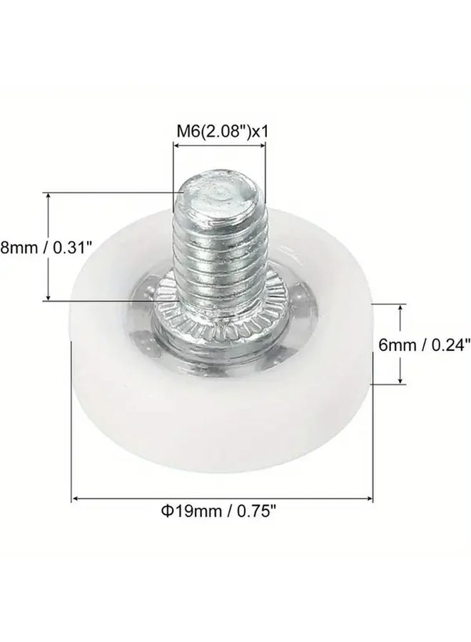 6 Sets 22mm Nylon Pulley Wheels With Screws For Office Equipment Repair - Image 3